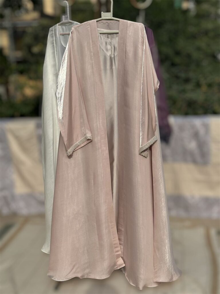 Premium Light Pink Abaya 4-Piece Set - Boutique Modest Wear Pakistan.